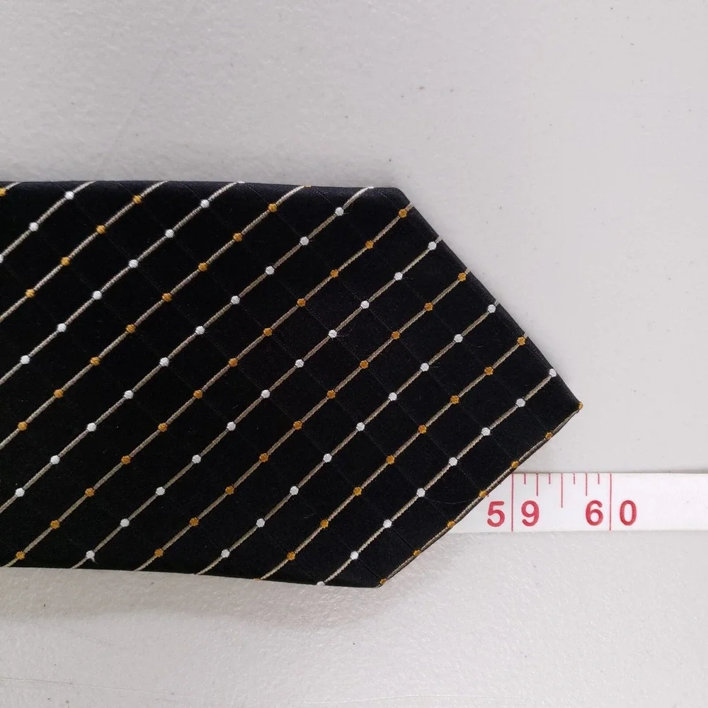 Geoffrey Beene Necktie Grid Pattern Classic Black Yellow Mens‎ Business Tie